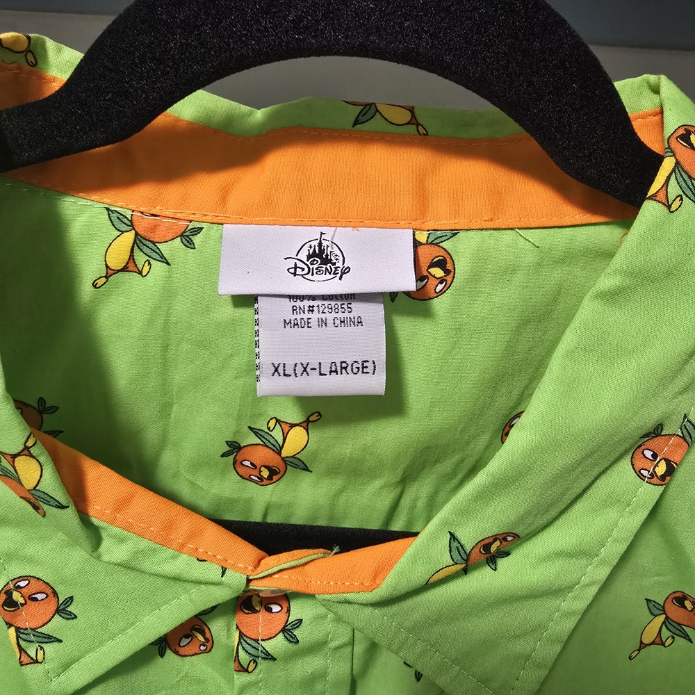 Disney Parks  Green Button Down Camp Shirt with Orange Birds SZ XL NWT - Picture 5 of 6